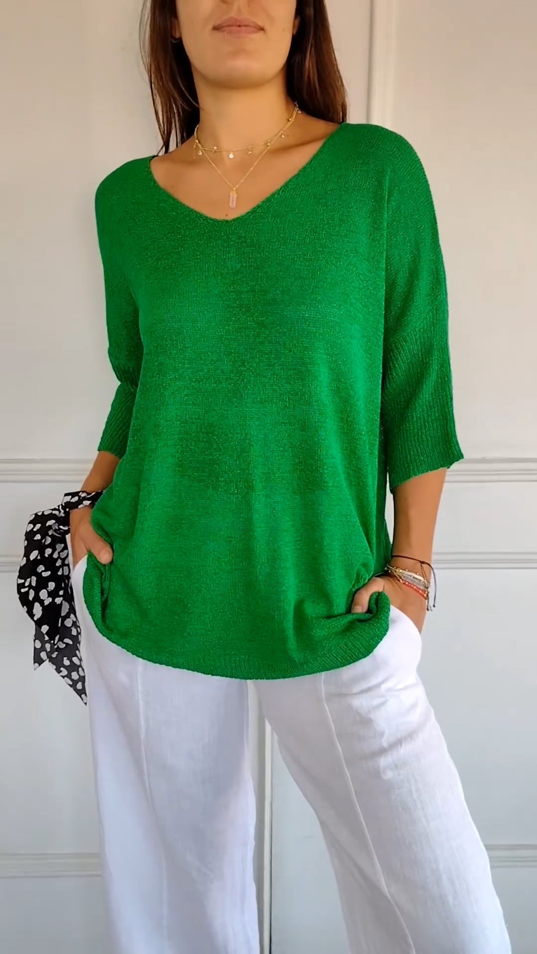 Haut Chic Uni à Décolleté en V pour Femmes - Marie Montel