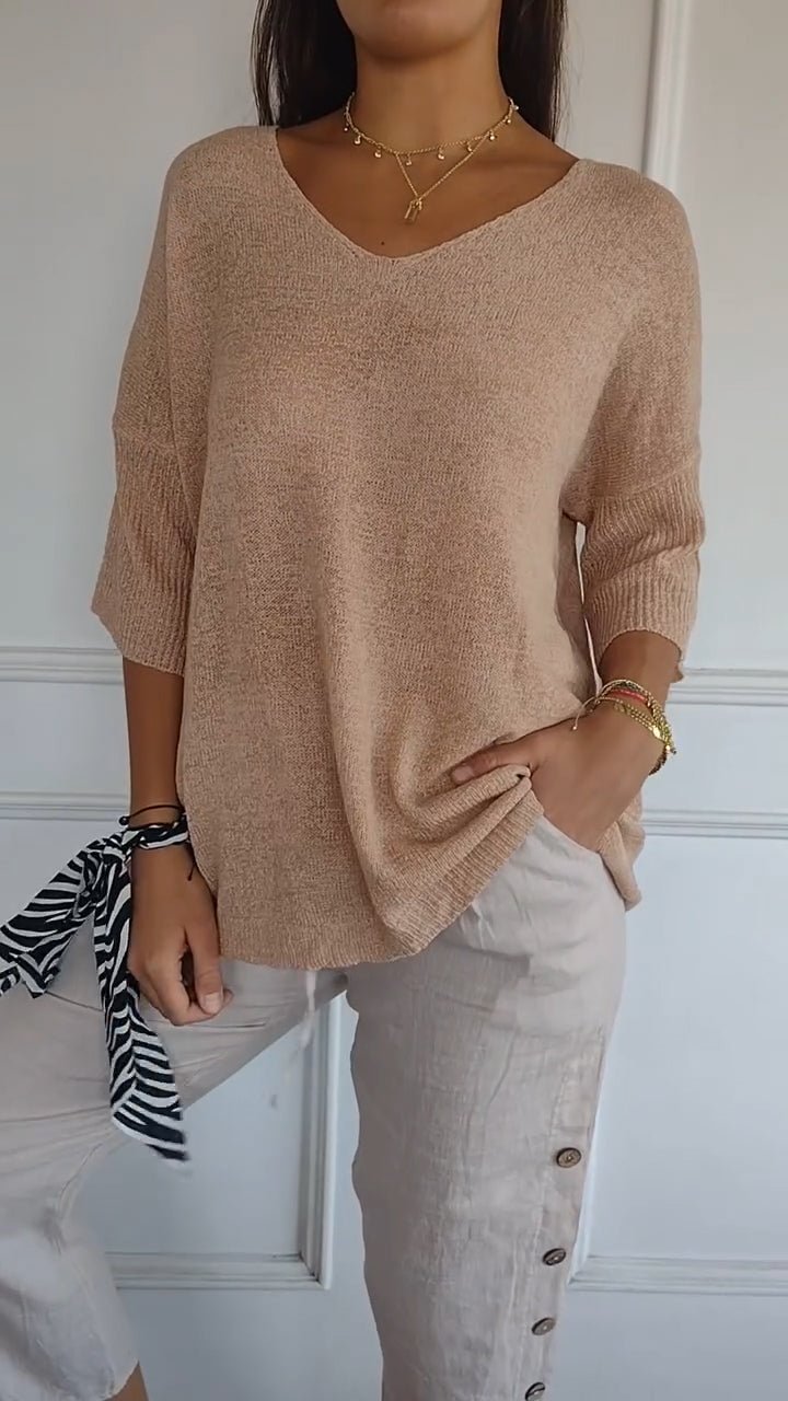 Haut Chic Uni à Décolleté en V pour Femmes - Marie Montel