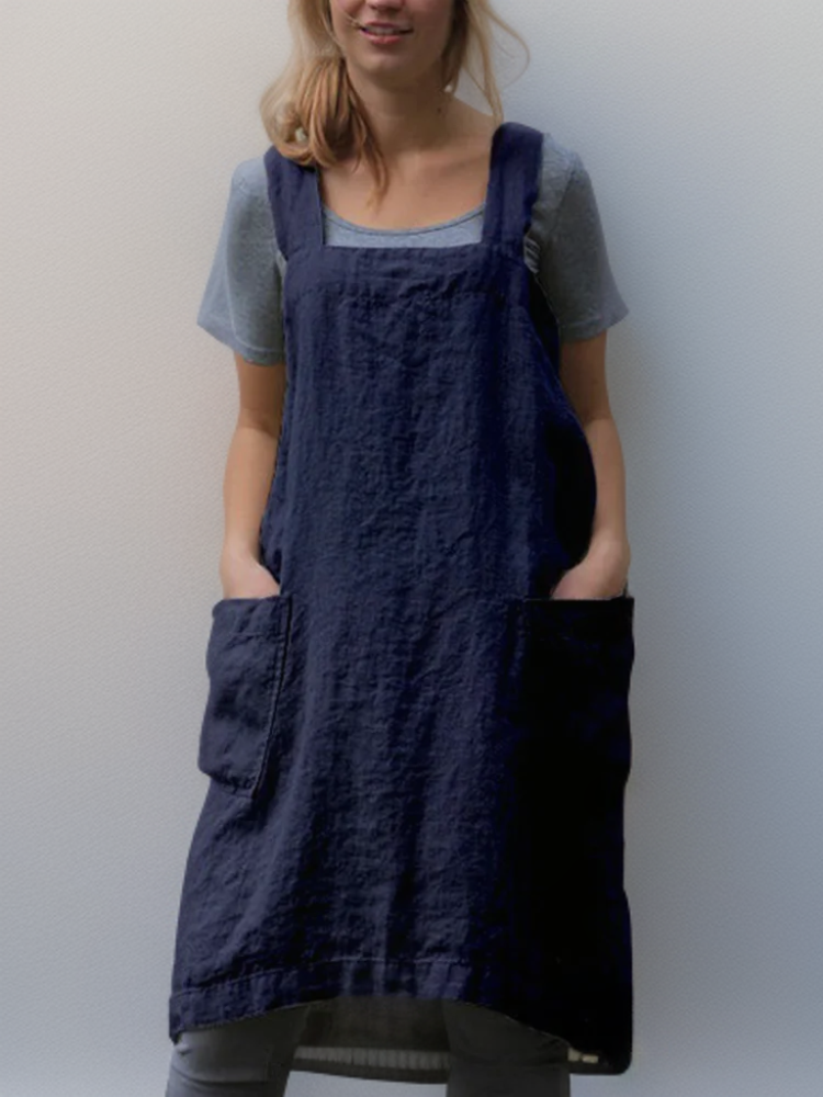 Chic Robe Longue en Mélange de Coton et Lin pour Femmes