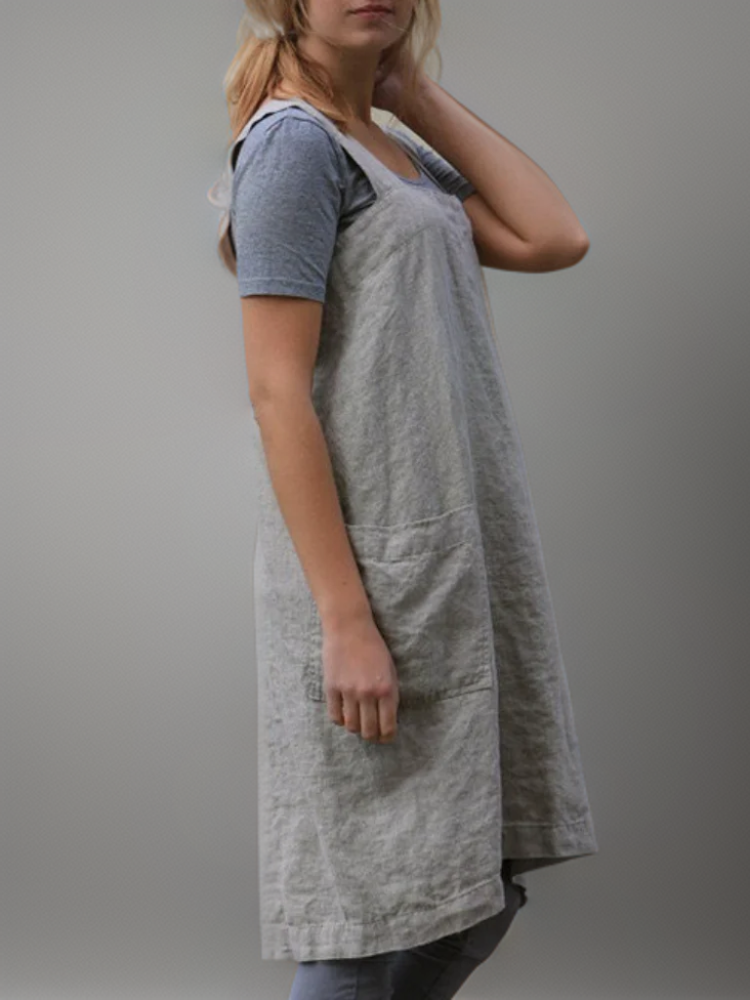 Chic Robe Longue en Mélange de Coton et Lin pour Femmes