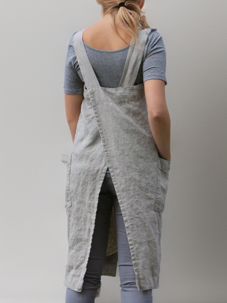 Chic Robe Longue en Mélange de Coton et Lin pour Femmes