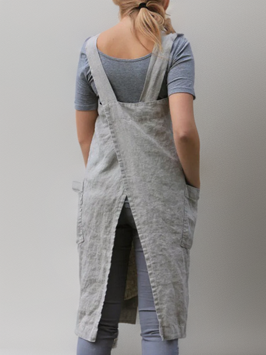 Chic Robe Longue en Mélange de Coton et Lin pour Femmes