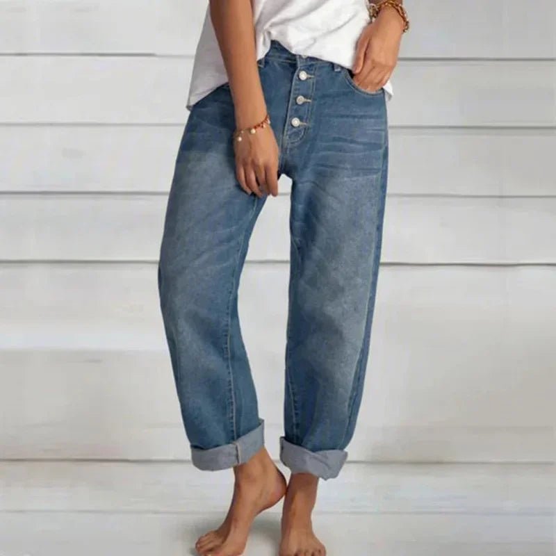 Jeans Délavés à Taille Haute pour Femmes - Marie Montel