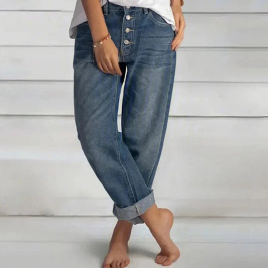 Jeans Délavés à Taille Haute pour Femmes - Marie Montel