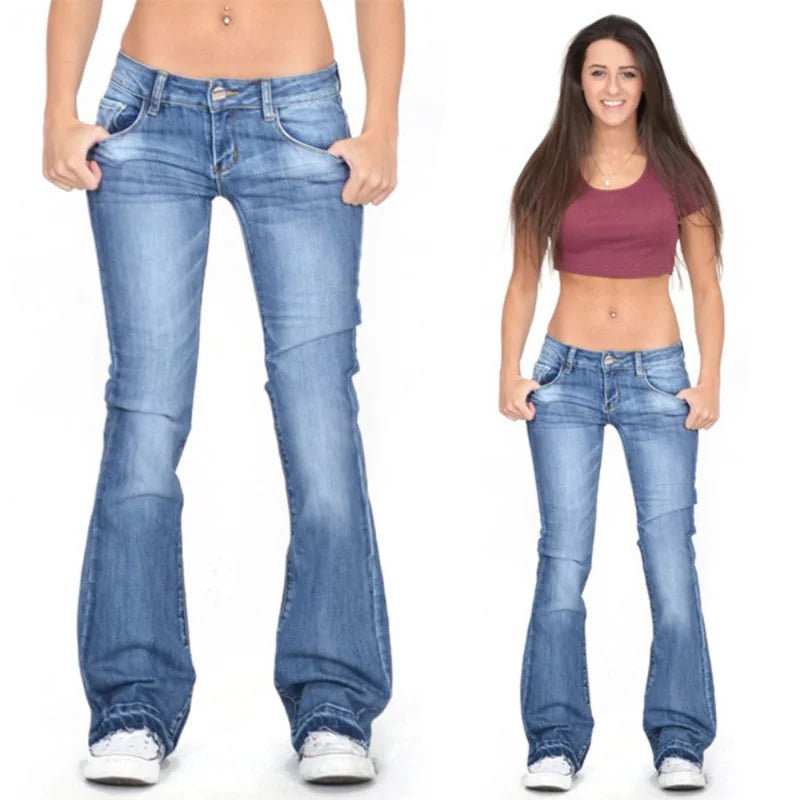 Jeans Évasés Taille Basse en Denim pour Femmes - Marie Montel