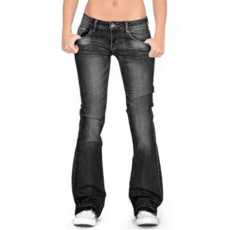 Jeans Évasés Taille Basse en Denim pour Femmes - Marie Montel