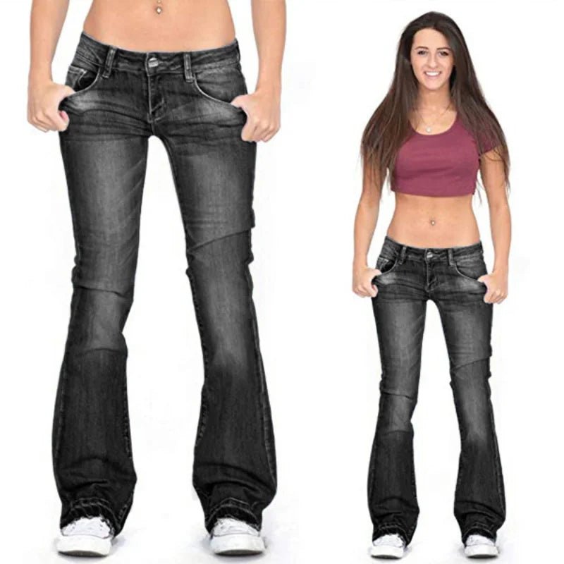 Jeans Évasés Taille Basse en Denim pour Femmes - Marie Montel