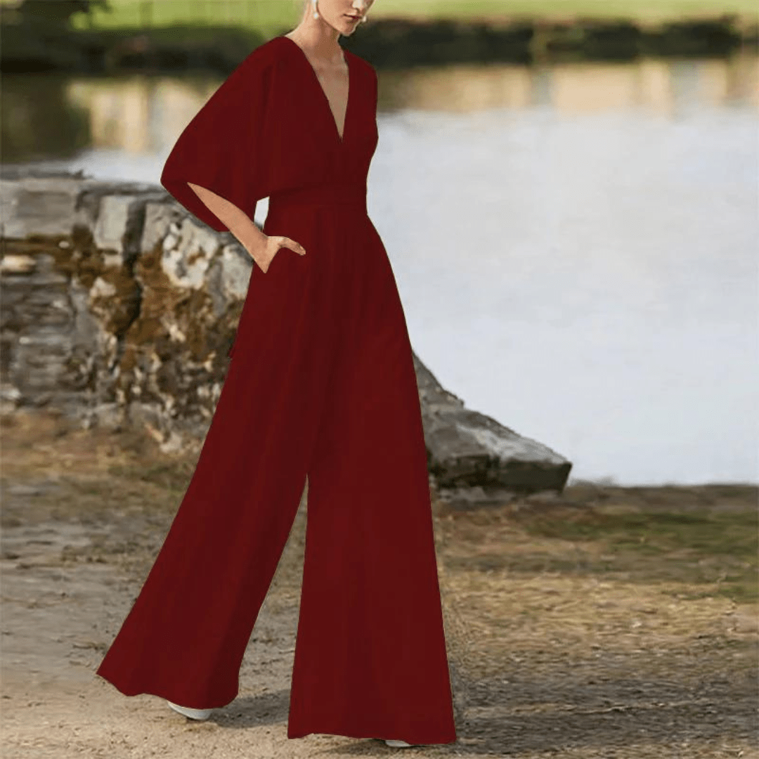 Jumpsuit Élégant à Manches Mi - Longues pour Femmes - Marie Montel