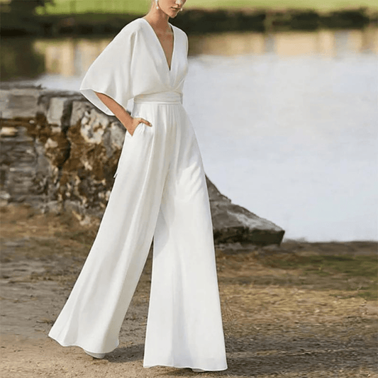 Jumpsuit Élégant à Manches Mi - Longues pour Femmes - Marie Montel