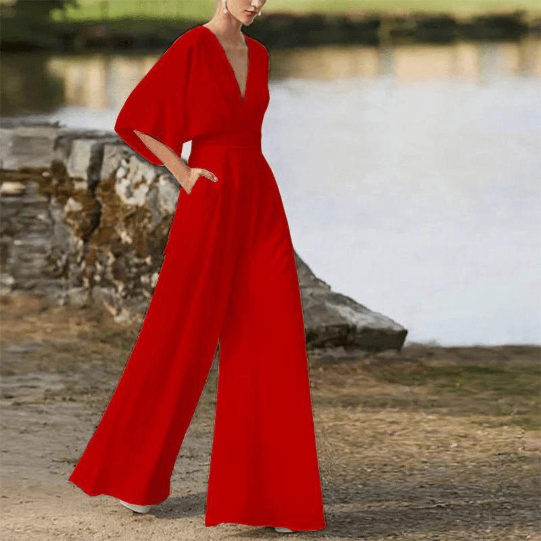 Jumpsuit Élégant à Manches Mi - Longues pour Femmes - Marie Montel