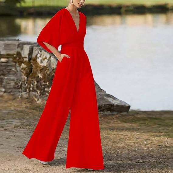 Jumpsuit Élégant à V - Ausschnitt pour Femmes - Marie Montel