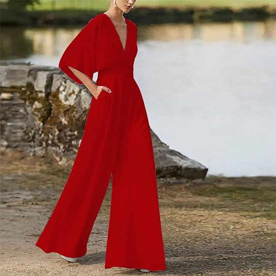 Jumpsuit Élégant à V - Ausschnitt pour Femmes - Marie Montel