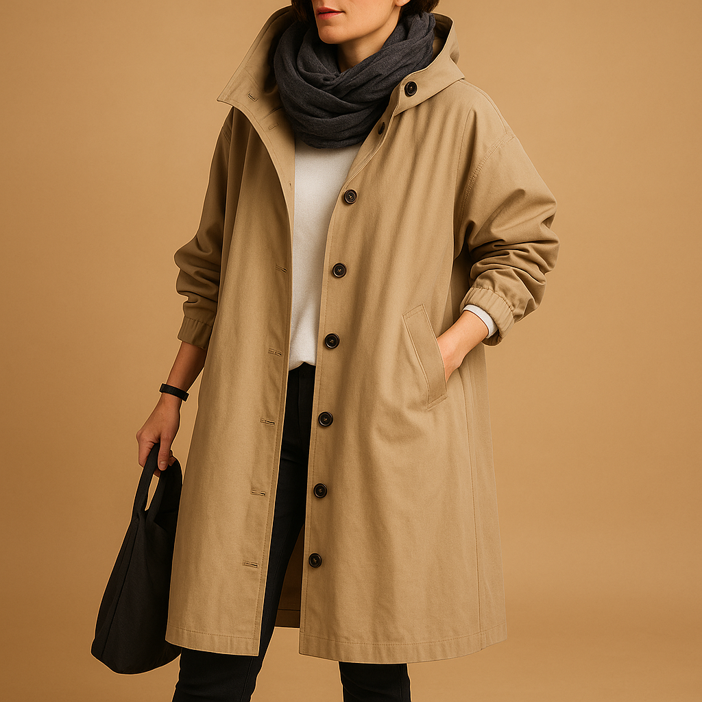 Imperméable Long en Coton pour Femmes