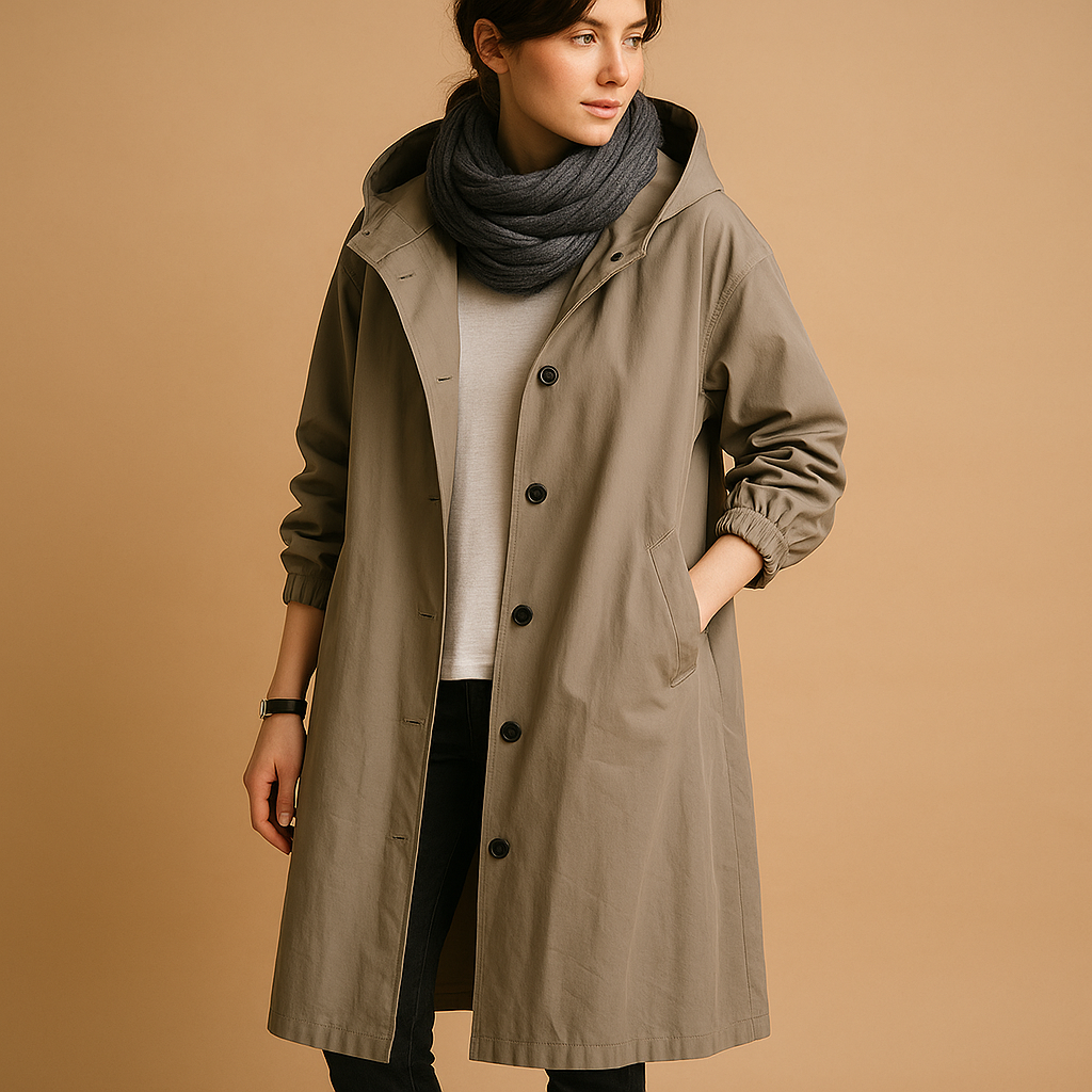 Imperméable Long en Coton pour Femmes
