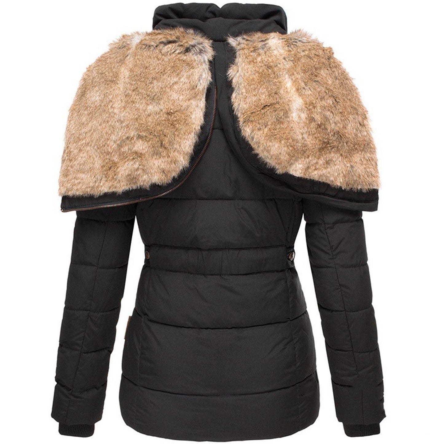 Veste d'Hiver Élégante avec Col Fourrure pour Femmes