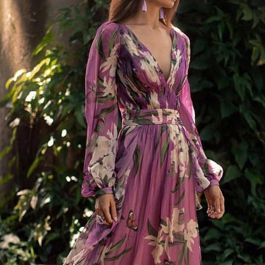 Maxi Robe Élégante avec Imprimé pour Femmes - Marie Montel