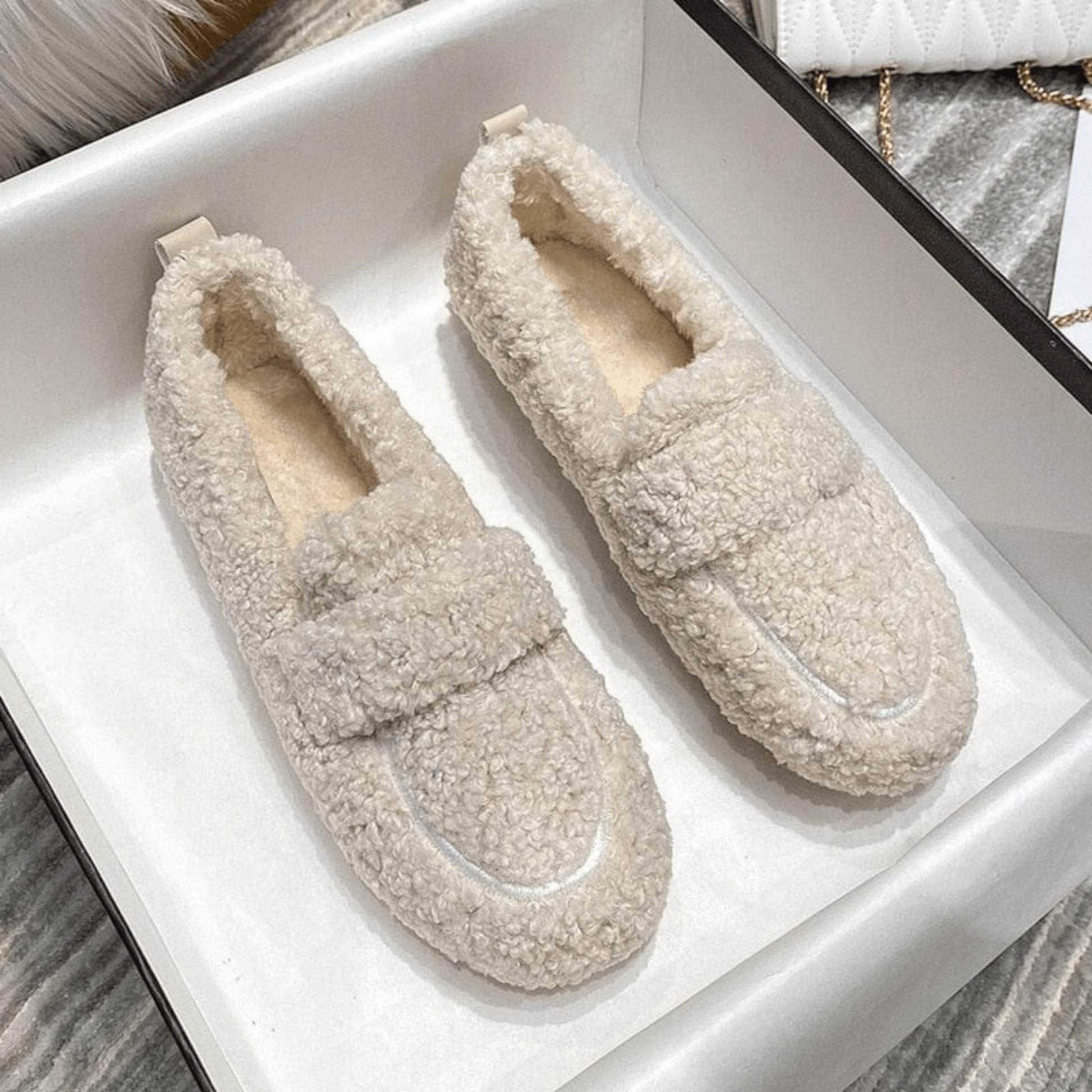 Mocassins Douillets en Peluche pour Femmes - Marie Montel