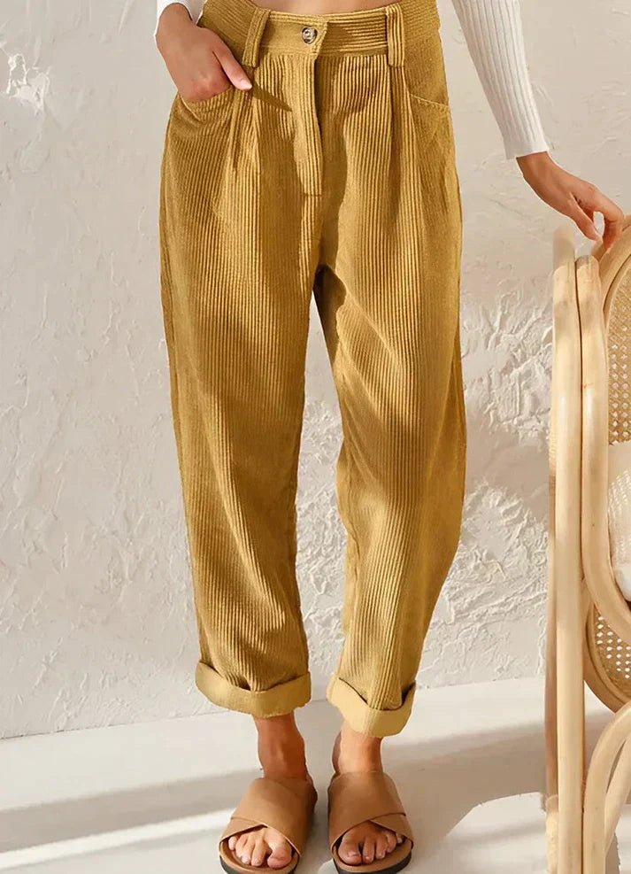 Pantalon Chic Élevé en Velours pour Femmes - Marie Montel