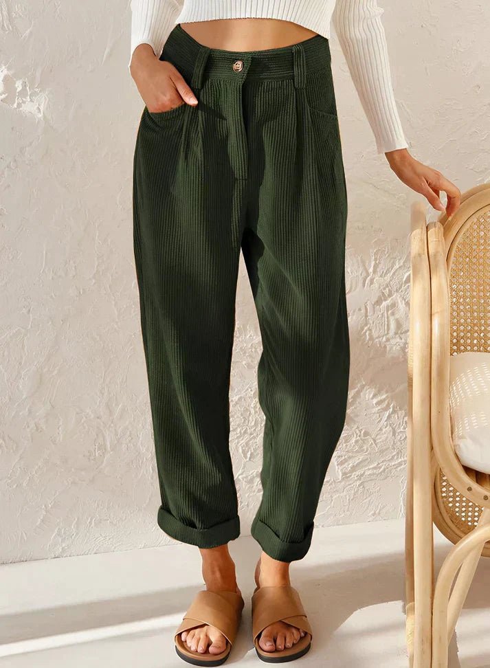 Pantalon Chic Élevé en Velours pour Femmes - Marie Montel
