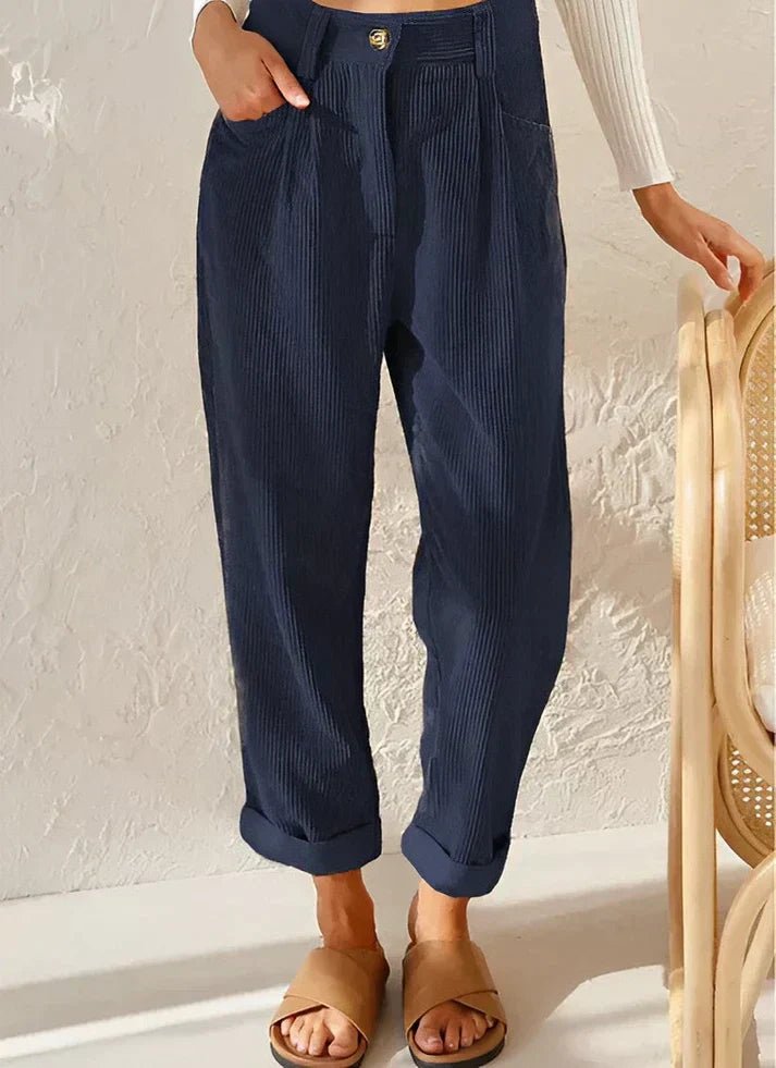 Pantalon Chic Élevé en Velours pour Femmes - Marie Montel