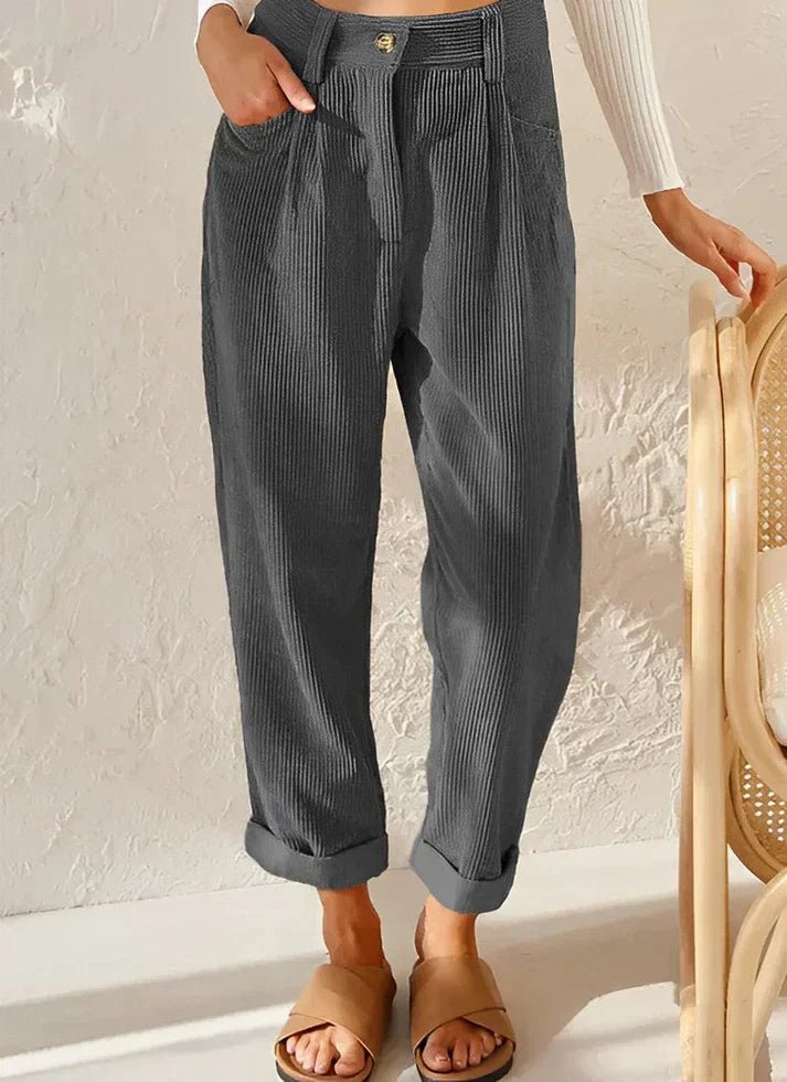 Pantalon Chic Élevé en Velours pour Femmes - Marie Montel