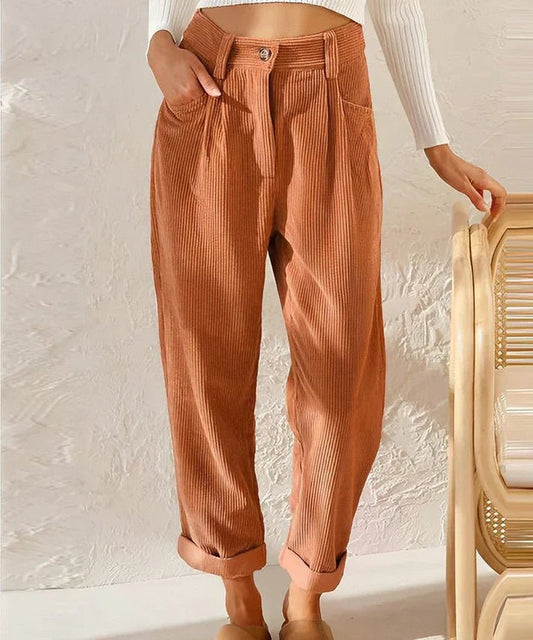Pantalon Chic Élevé en Velours pour Femmes - Marie Montel