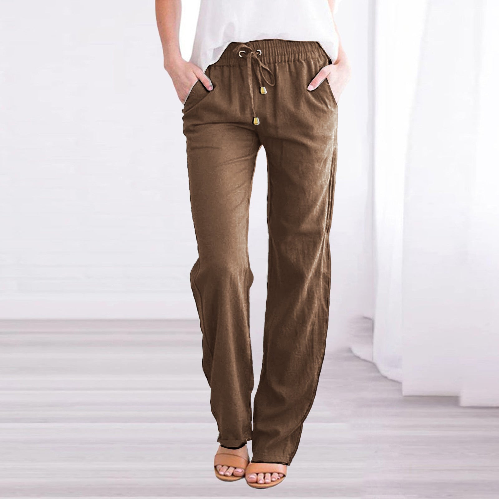 Pantalon Décontracté en Mélange de Coton pour Femmes - Marie Montel