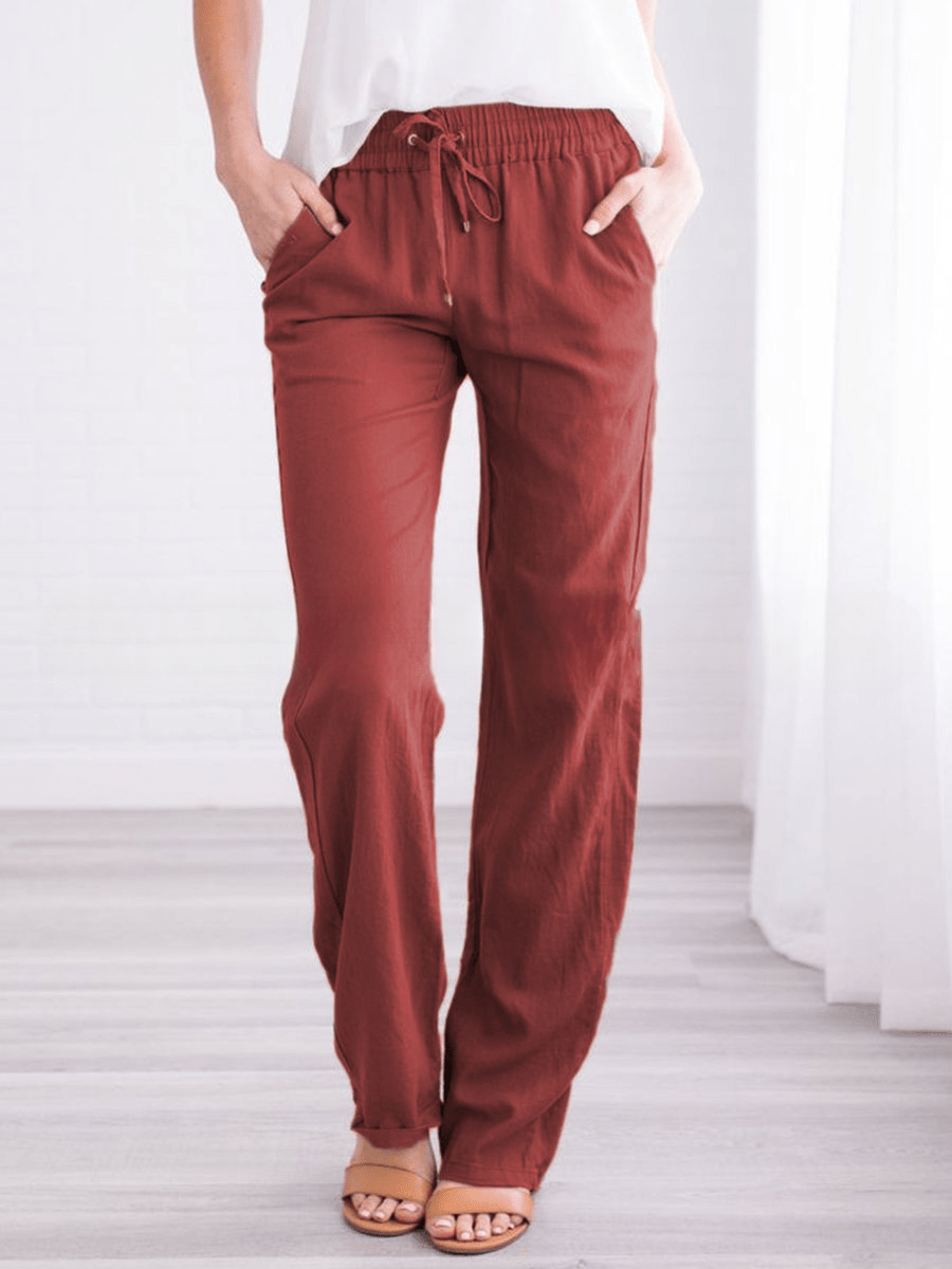 Pantalon Décontracté en Mélange de Coton pour Femmes - Marie Montel