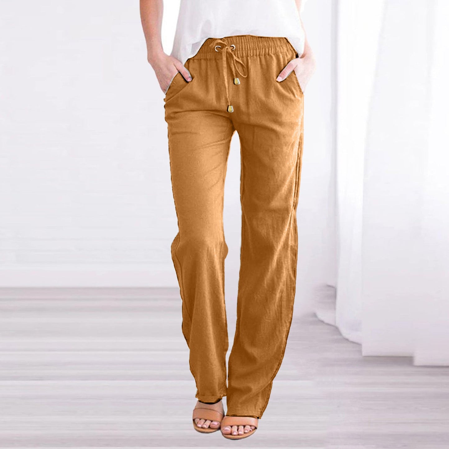 Pantalon Décontracté en Mélange de Coton pour Femmes - Marie Montel