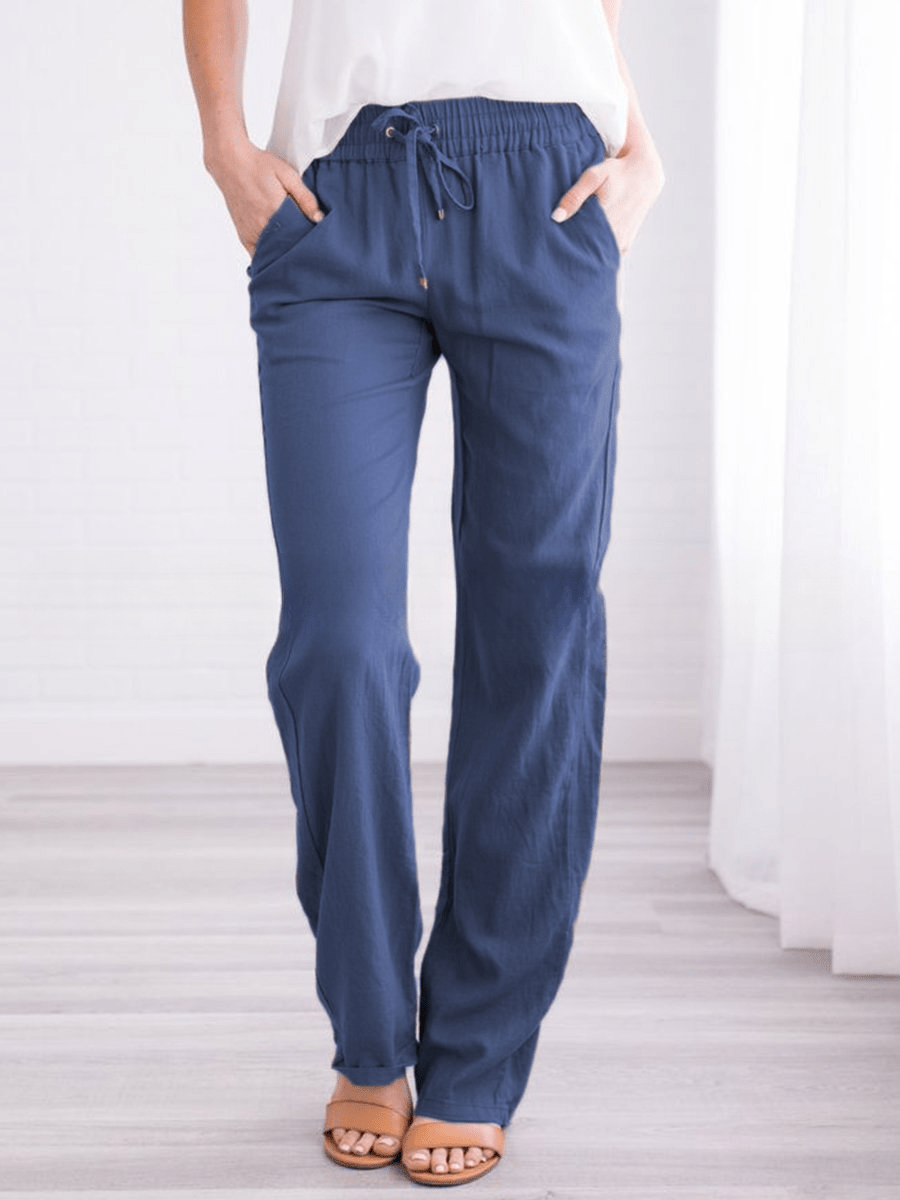 Pantalon Décontracté en Mélange de Coton pour Femmes - Marie Montel