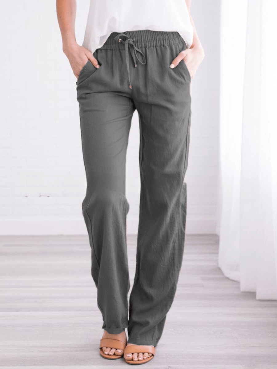 Pantalon Décontracté en Mélange de Coton pour Femmes - Marie Montel