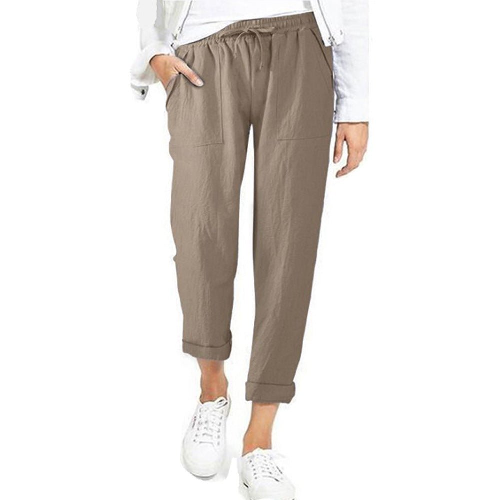 Pantalon Décontracté en Mélange de Coton pour Femmes - Marie Montel