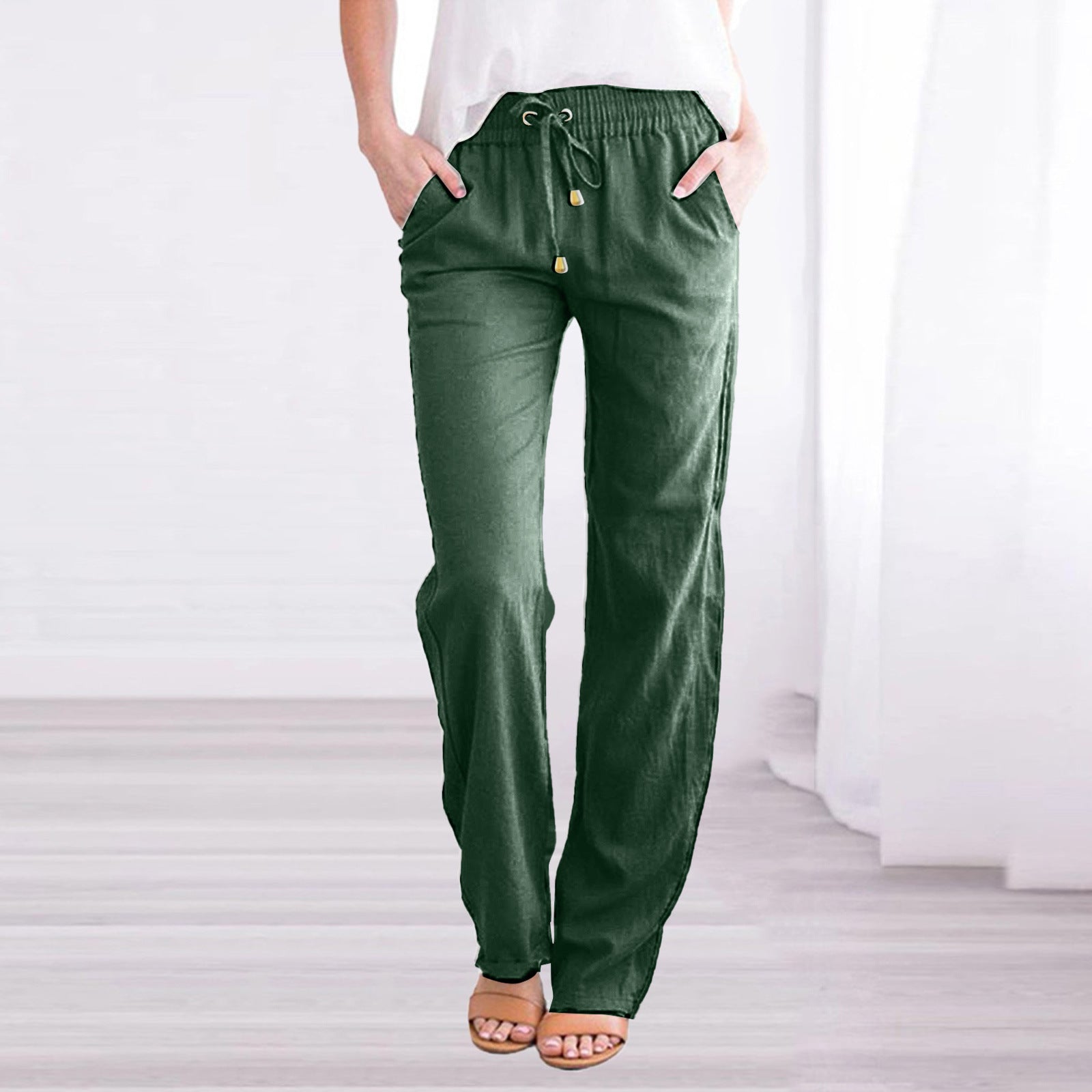 Pantalon Décontracté en Mélange de Coton pour Femmes - Marie Montel