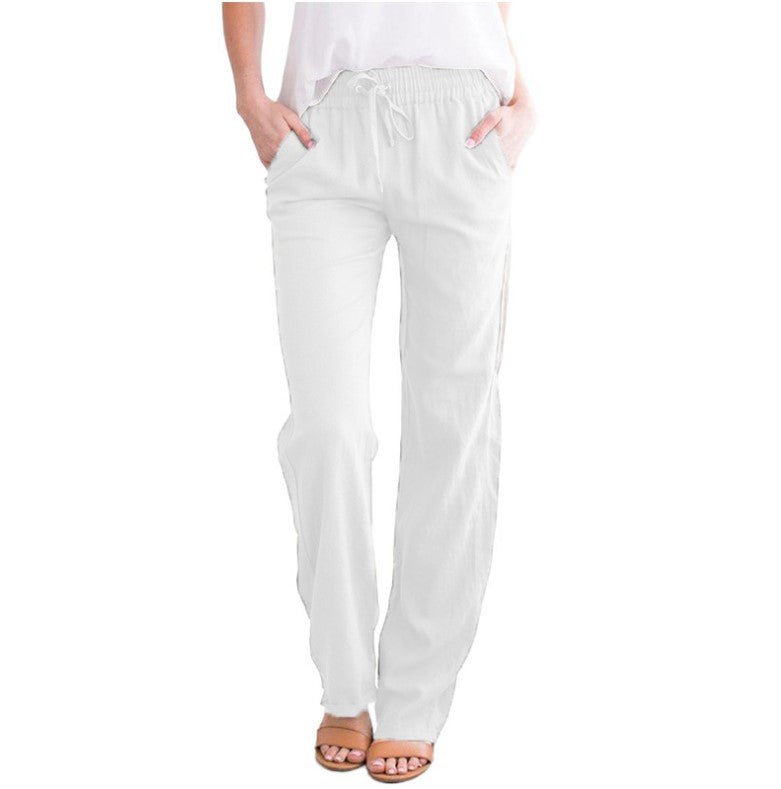 Pantalon Décontracté en Mélange de Coton pour Femmes - Marie Montel