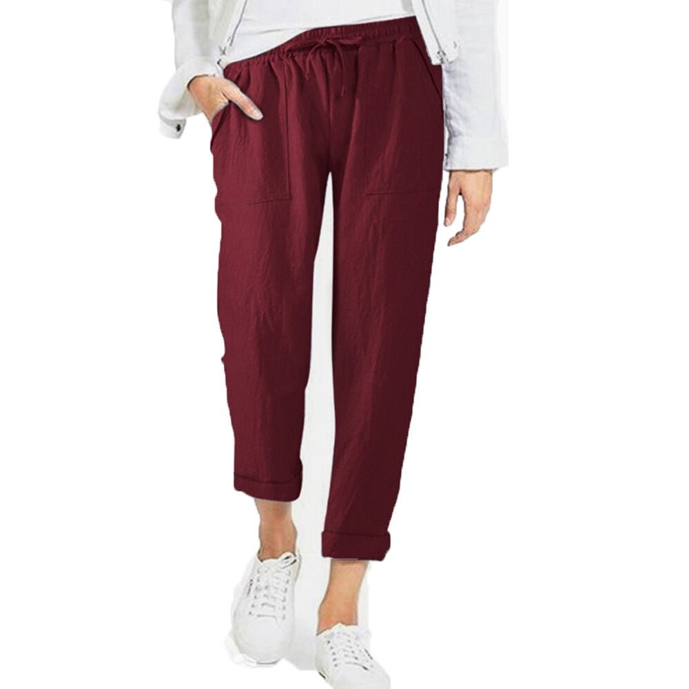 Pantalon Décontracté en Mélange de Coton pour Femmes - Marie Montel