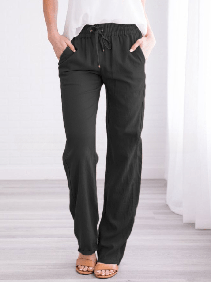 Pantalon Décontracté en Mélange de Coton pour Femmes - Marie Montel