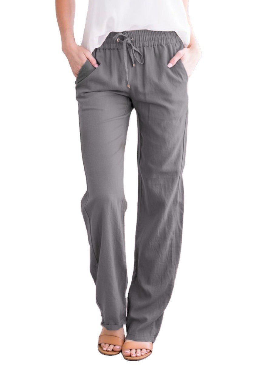 Pantalon Décontracté en Mélange de Coton pour Femmes - Marie Montel