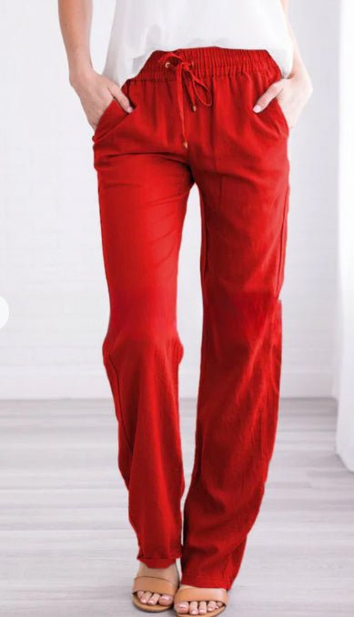 Pantalon Décontracté en Mélange de Coton pour Femmes - Marie Montel