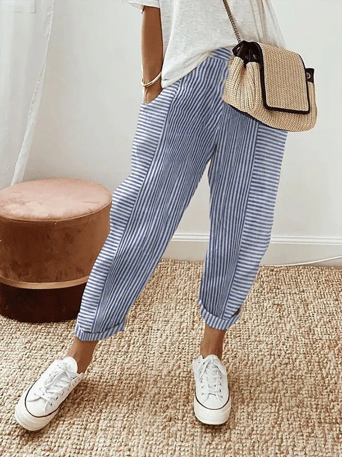 Pantalon Décontracté Rayé pour Femmes - Marie Montel