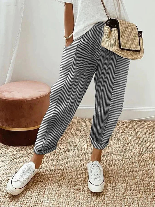 Pantalon Décontracté Rayé pour Femmes - Marie Montel