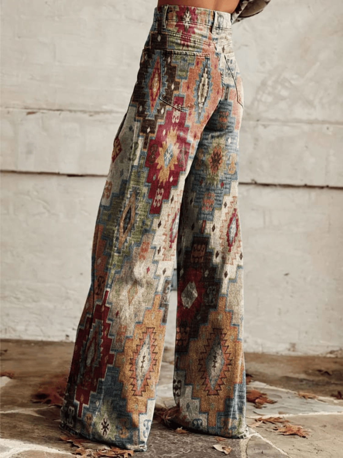 Pantalon D'Été Évasé à Imprimé Vintage pour Femmes - Marie Montel