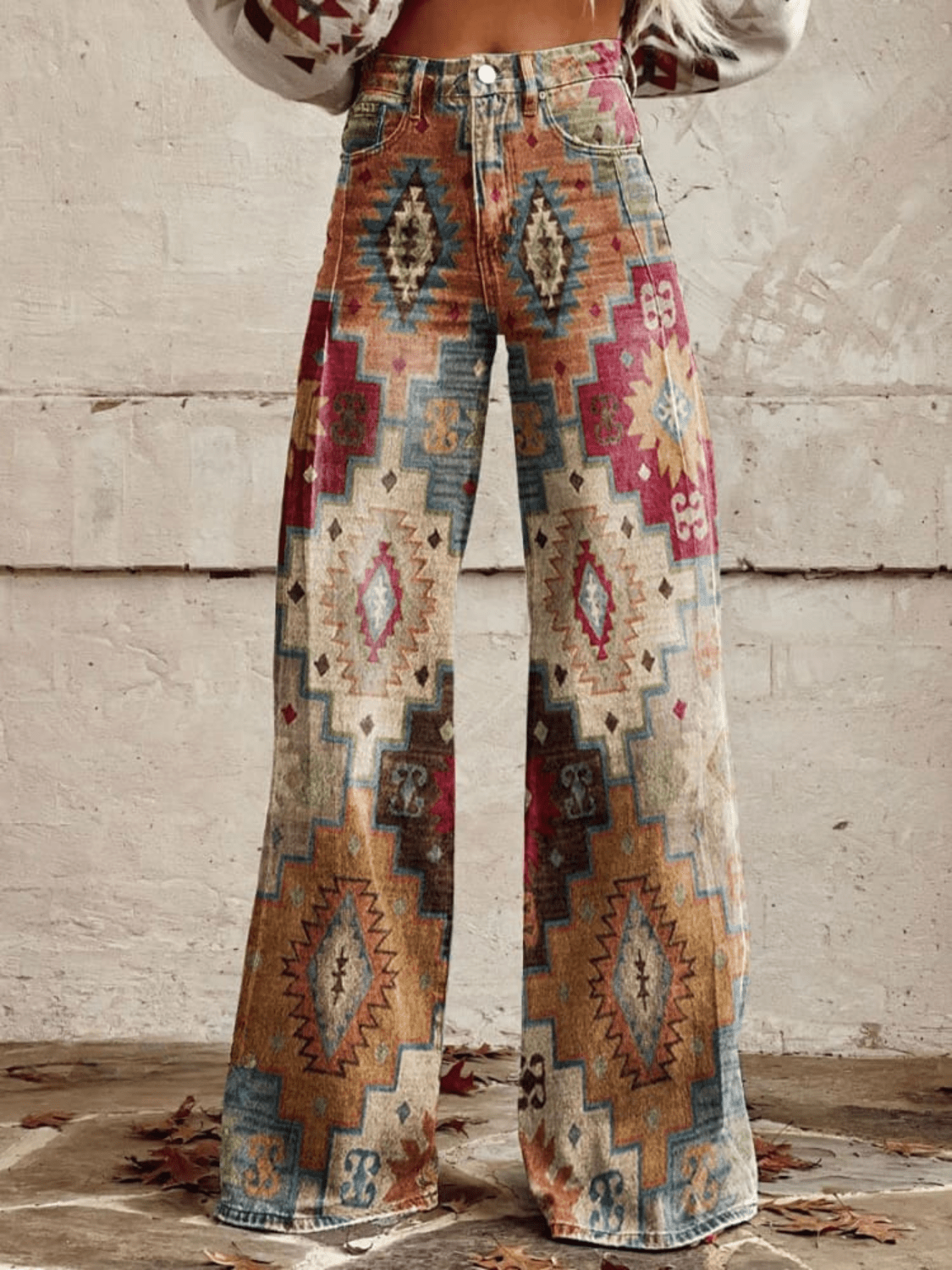 Pantalon D'Été Évasé à Imprimé Vintage pour Femmes - Marie Montel