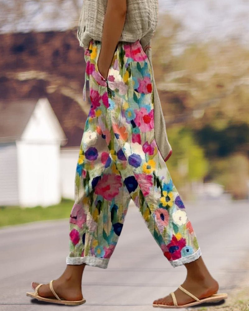 Pantalon Élégant à Imprimé Floral pour Femmes - Marie Montel