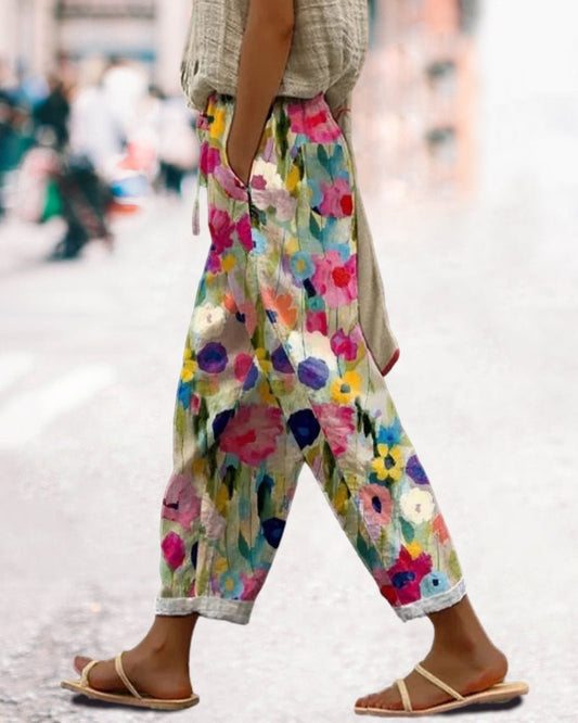 Pantalon Élégant à Imprimé Floral pour Femmes - Marie Montel