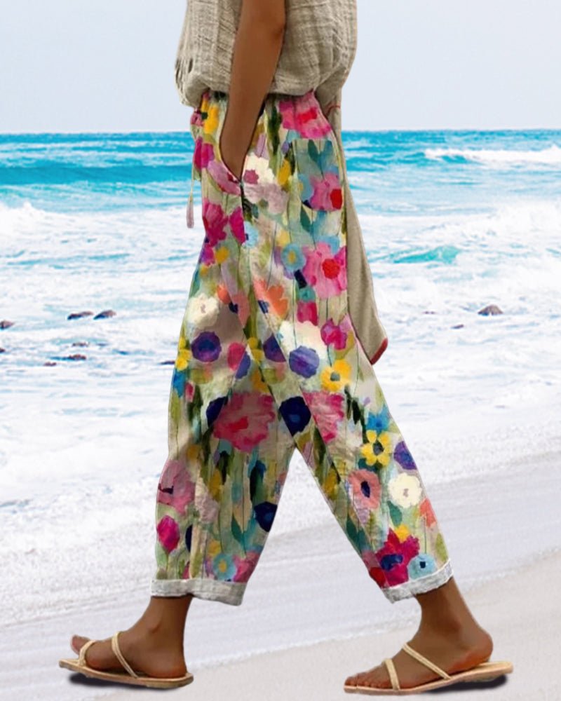 Pantalon Élégant à Imprimé Floral pour Femmes - Marie Montel