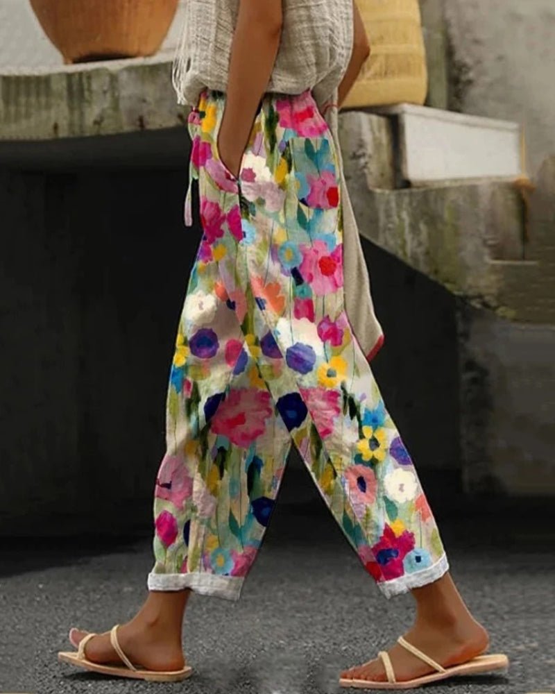 Pantalon Élégant à Imprimé Floral pour Femmes - Marie Montel