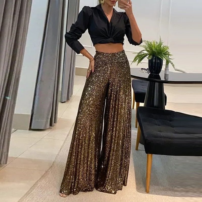 Pantalon Élégant en Paillettes pour Femmes - Marie Montel