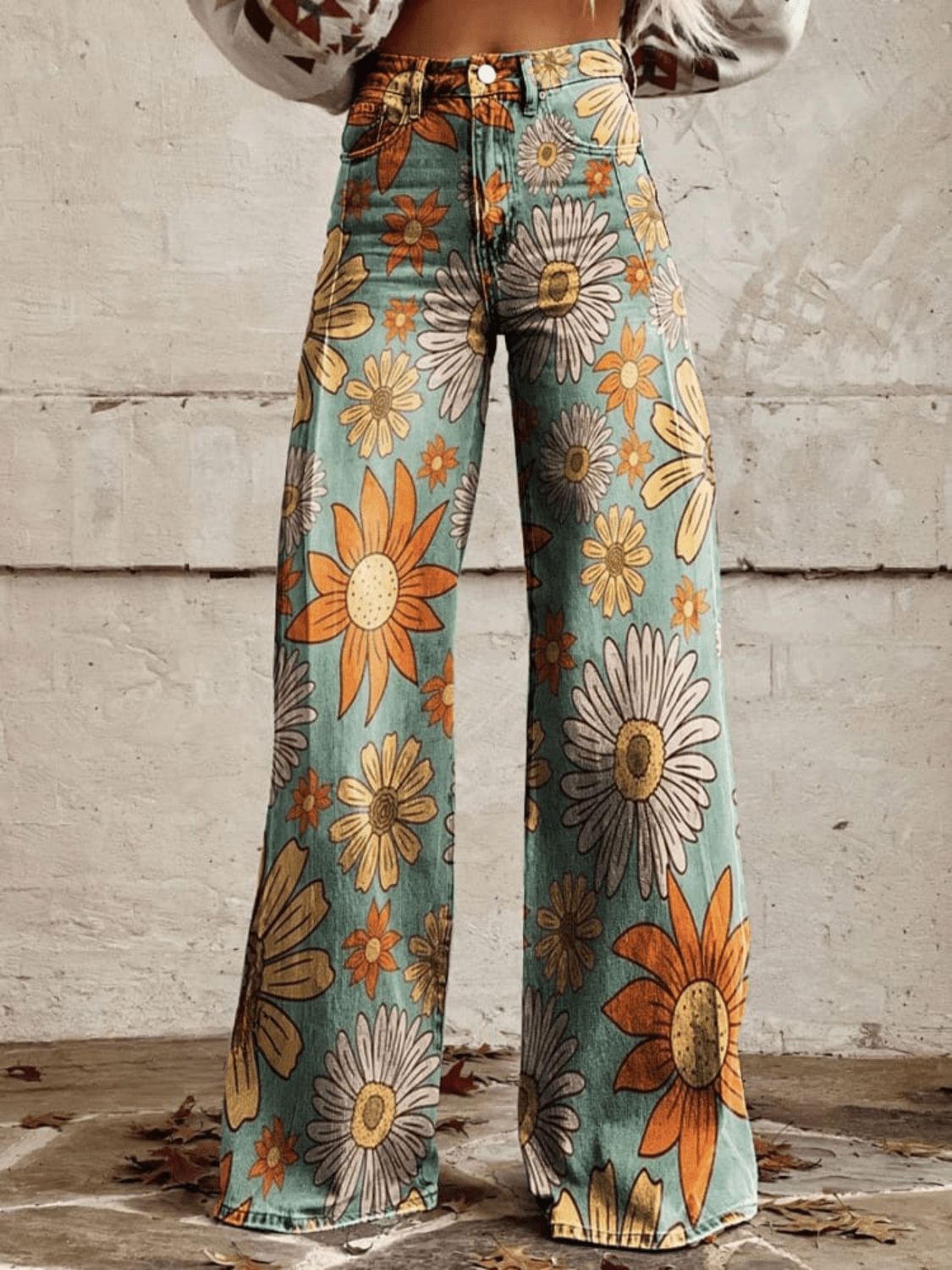 Pantalon Évasé Imprimé Floral pour Femmes - Marie Montel