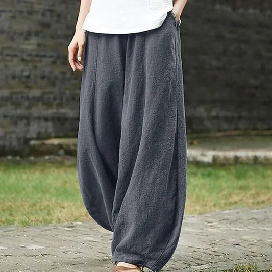 Pantalon Large Chic en Mélange de Coton pour Femmes - Marie Montel