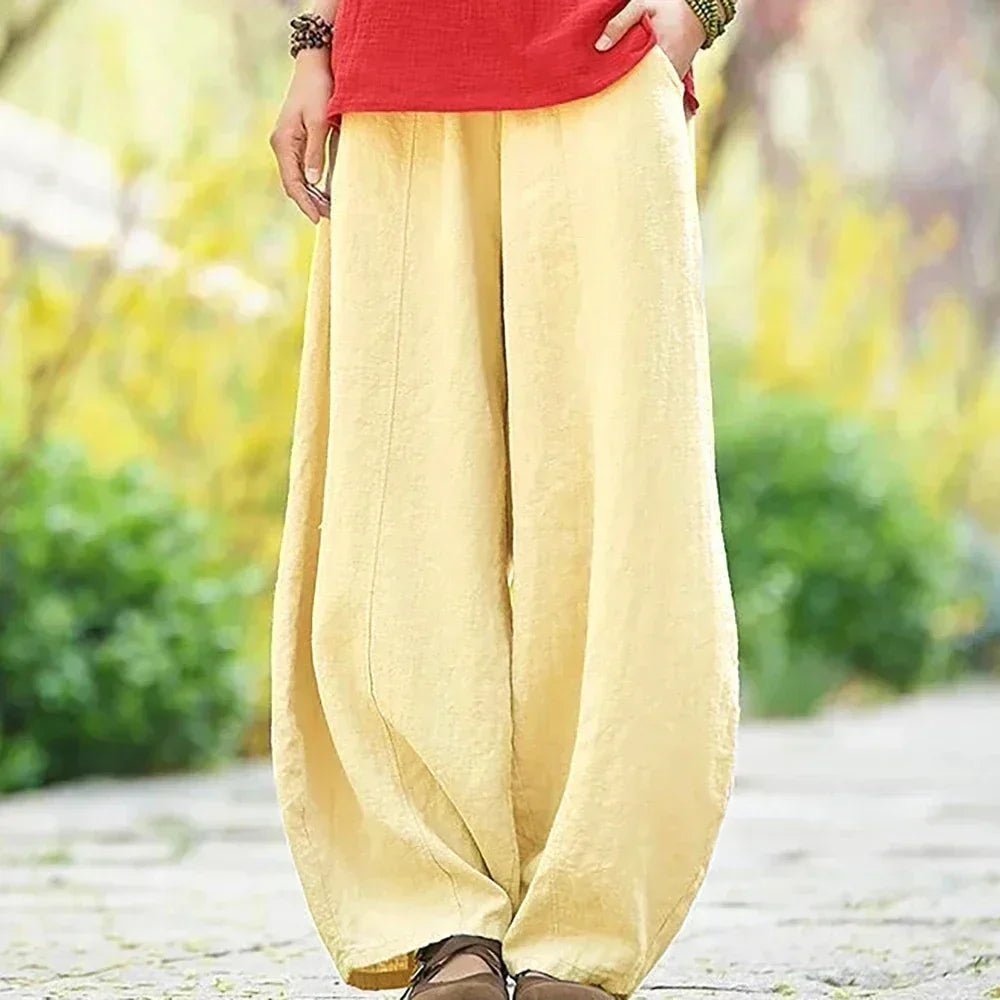 Pantalon Large Chic en Mélange de Coton pour Femmes - Marie Montel